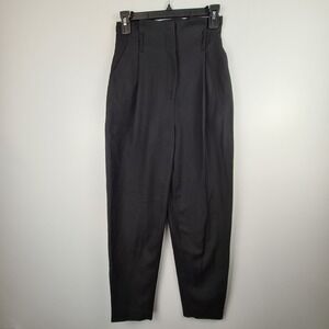 HM Black High Waisted Wool Blend Tapered Pleated Trousers Pants Size‎ 0